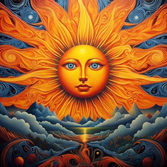 A Sun with face, surrealistic